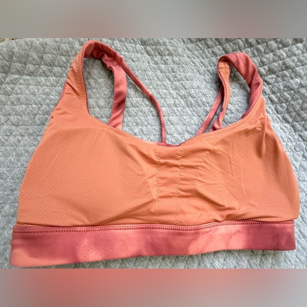 Athleta Exhale Printed Bra XS - Serene Island Coral, Strappy Back, Med Support - Picture 2 of 6
